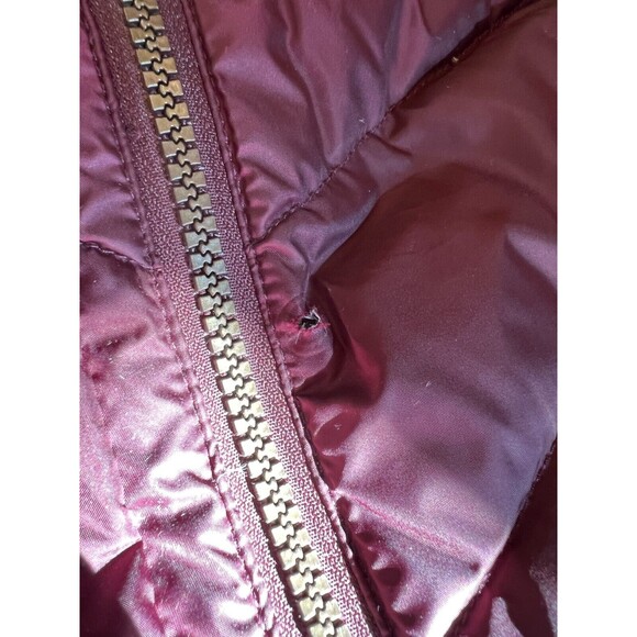 Andrew Marc Miranda Chevron Quilted Jacket Womens XS Burgundy Fur Trim Hood NWT - Picture 10 of 12